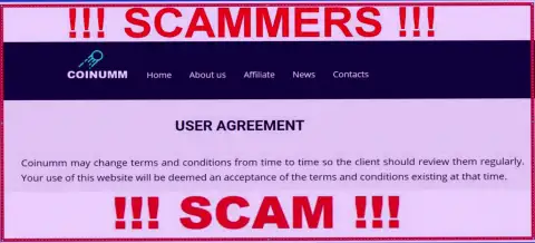 Coinumm Thieves can change their agreement at any time