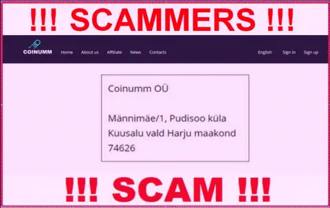 Coinumm Com thiefs company address