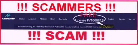 Coinumm swindlers don't have a license - look out