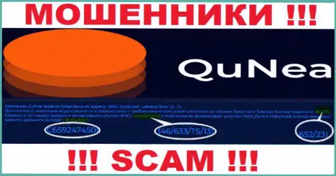 Обманщики QuNea Com не скрыли свою лицензию на осуществление деятельности, показав ее на информационном сервисе, однако будьте начеку !
