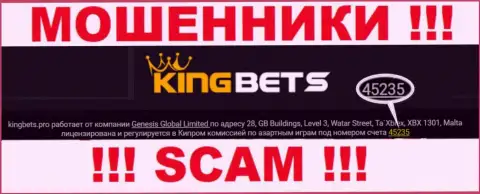 Регистрационный номер компании KingBets, который они представили на своем интернет-сервисе: 45235