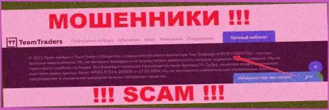 Будьте крайне бдительны !!! Регистрационный номер TeamTraders Ru: 9721090751 может быть липой