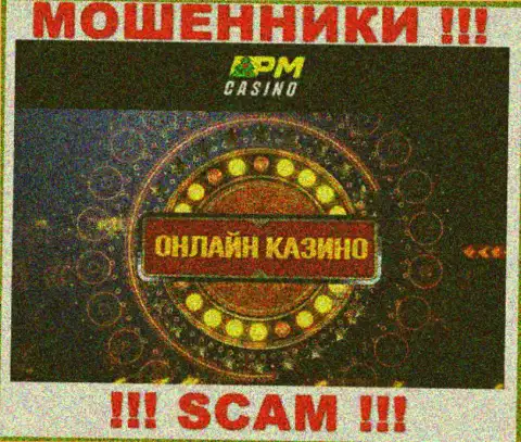 Вид деятельности воров PM Casino это Казино, но имейте ввиду это кидалово !!!