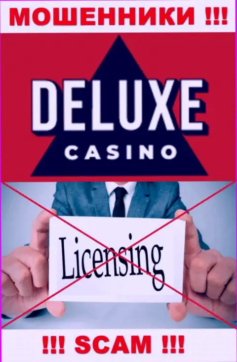 Отсутствие лицензии у организации Deluxe Casino, лишь доказывает, что это интернет мошенники