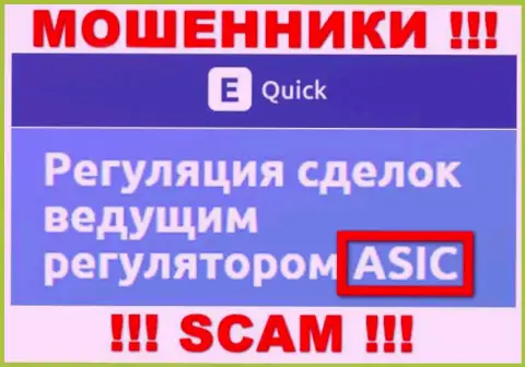 На сайте Quick E Tools имеется информация о их мошенническом регуляторе - ASIC
