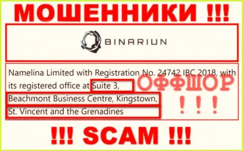 Взаимодействовать с Binariun не торопитесь - их офшорный адрес регистрации - Сьют 3, Бичмонт Бизнес Центр, Кингстоун, Сент-Винсент и Гренадины (инфа с их сервиса)