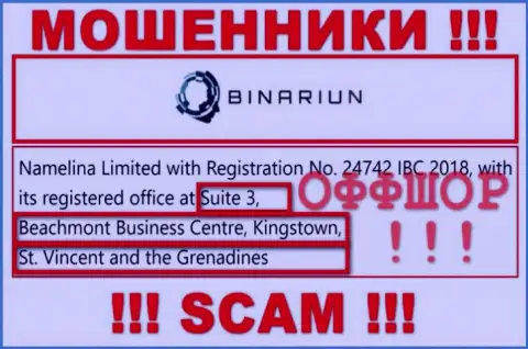 Взаимодействовать с Binariun не торопитесь - их офшорный адрес регистрации - Сьют 3, Бичмонт Бизнес Центр, Кингстоун, Сент-Винсент и Гренадины (инфа с их сервиса)