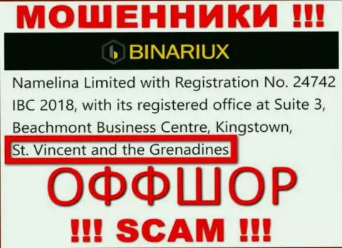Binariux - это ВОРЮГИ, которые юридически зарегистрированы на территории - Saint Vincent and the Grenadines