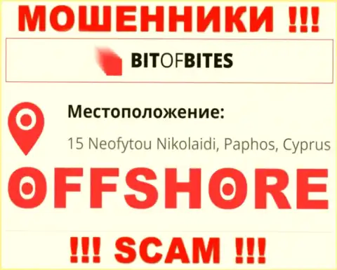 Организация Bitofbites Limited указывает на портале, что расположены они в офшоре, по адресу 15 Неофутою Николаиди, Пафос, Кипр