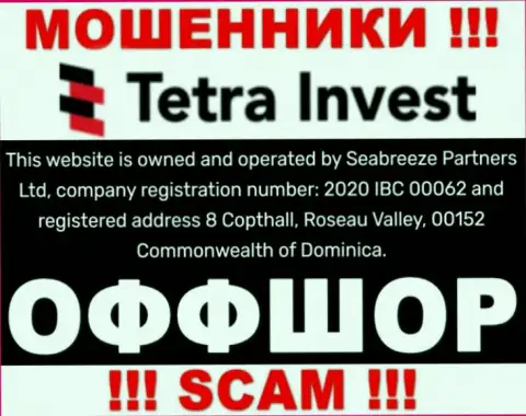 На сайте ворюг Tetra Invest говорится, что они находятся в оффшоре - 8 Copthall, Roseau Valley, 00152 Commonwealth of Dominica, будьте крайне осторожны
