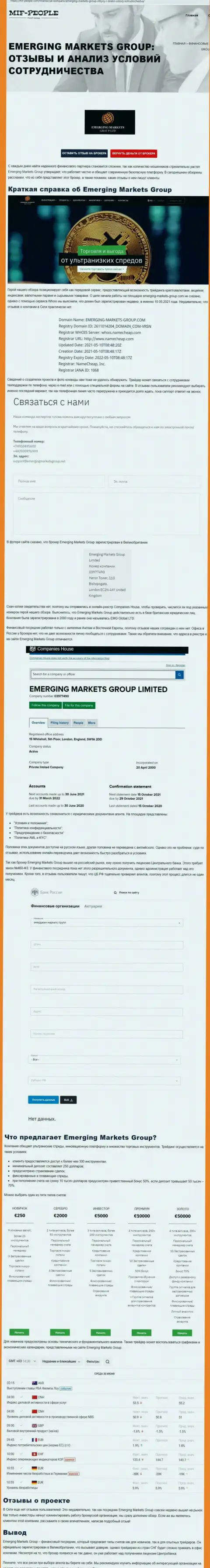 Информационный материал о компании ЭмерджингМаркетс от сайта mif people com