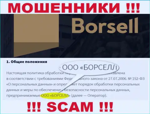 Ворюги Borsell принадлежат юридическому лицу - ООО БОРСЕЛЛ