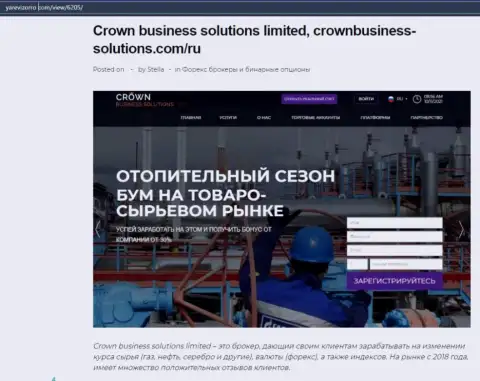Об forex дилере Crown Business Solutions есть информация на веб-сайте yarevizorro com