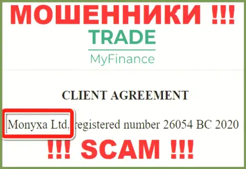 Вы не сумеете сохранить свои вложенные денежные средства взаимодействуя с компанией Trade My Finance, даже если у них имеется юридическое лицо Monyxa Ltd
