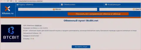 Материал о online-обменнике БТЦ Бит на сайте Иксрейтес Ру