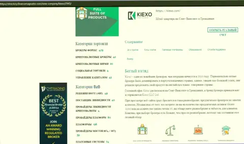 Материал об торговых условиях ФОРЕКС брокерской организации KIEXO LLC, размещенный на web-ресурсе Директори ФинансМагнатес Ком