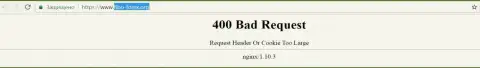 Официальный web-сайт валютного брокера Fibo Forex некоторое количество дней недоступен и показывает - 400 Bad Request (ошибочный запрос)